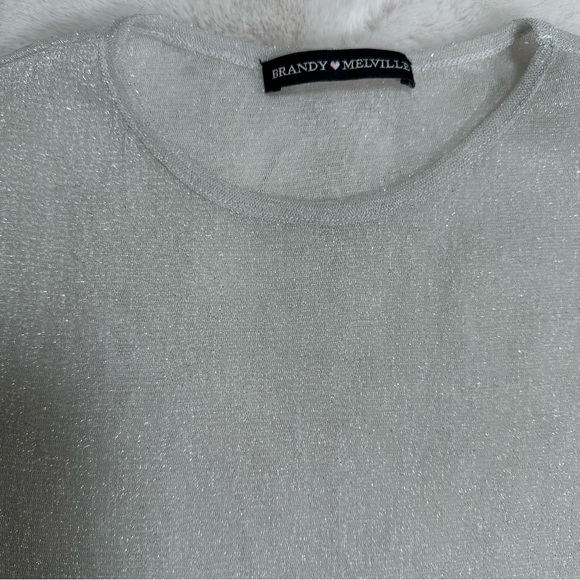 Brandy Melville Grey Sparkly Mesh Top - Picture 4 of 5